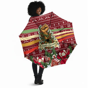 Malcolm X Peace And Liberation Christmas Umbrella Pattern Pan African Colors Xmas Holiday