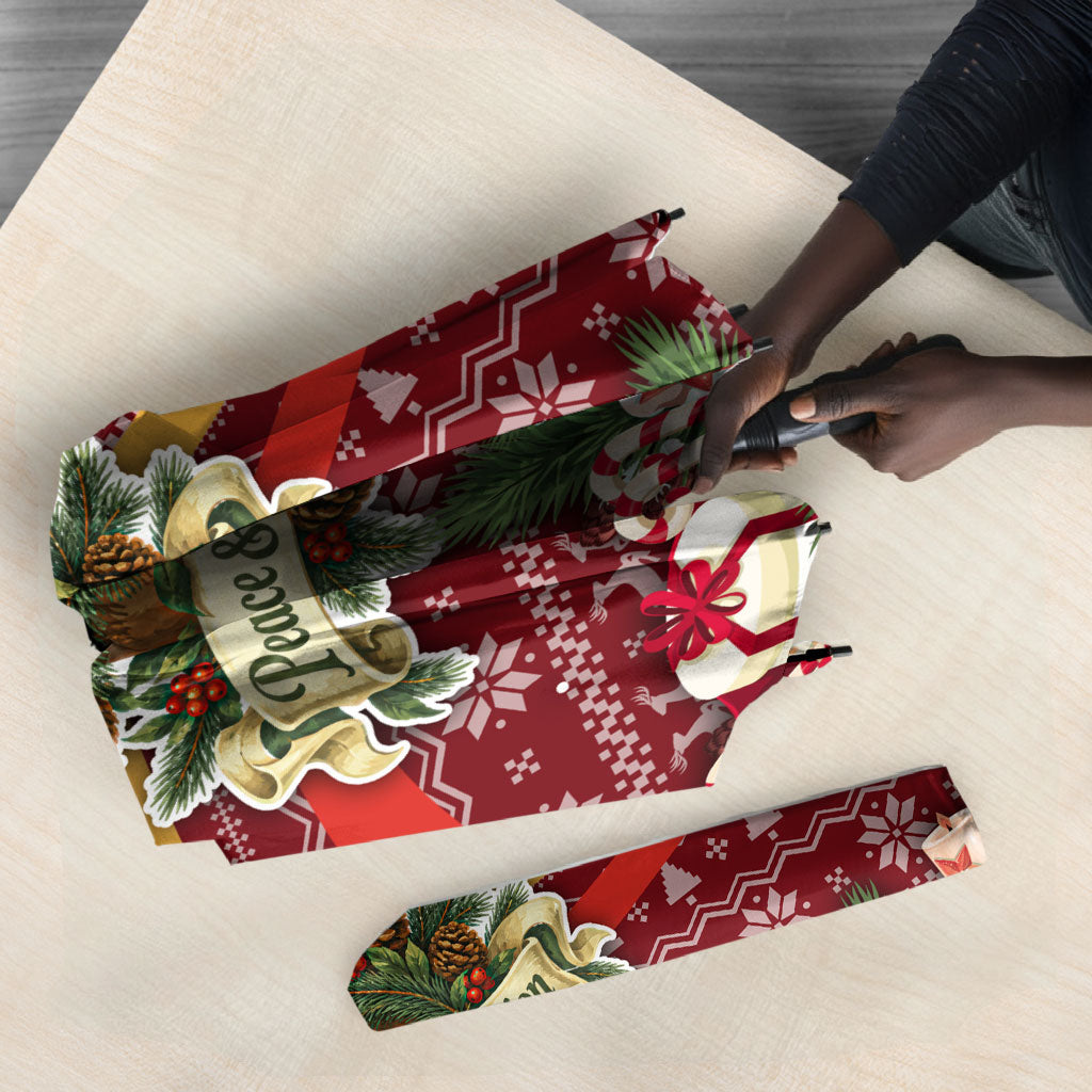 Malcolm X Peace And Liberation Christmas Umbrella Pattern Pan African Colors Xmas Holiday