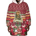 Malcolm X Peace And Liberation Christmas Wearable Blanket Hoodie Pattern Pan African Colors Xmas Holiday
