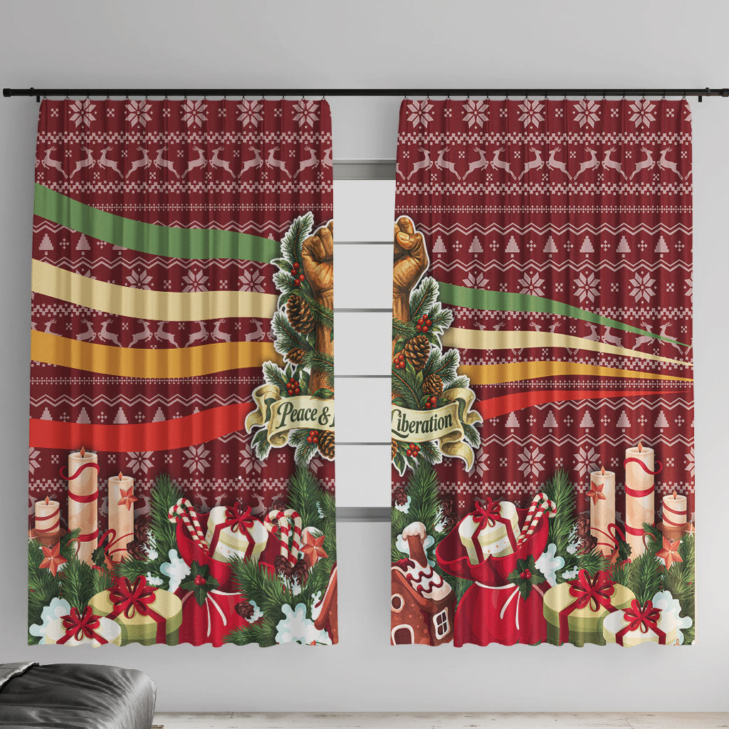 Malcolm X Peace And Liberation Christmas Window Curtain Pattern Pan African Colors Xmas Holiday