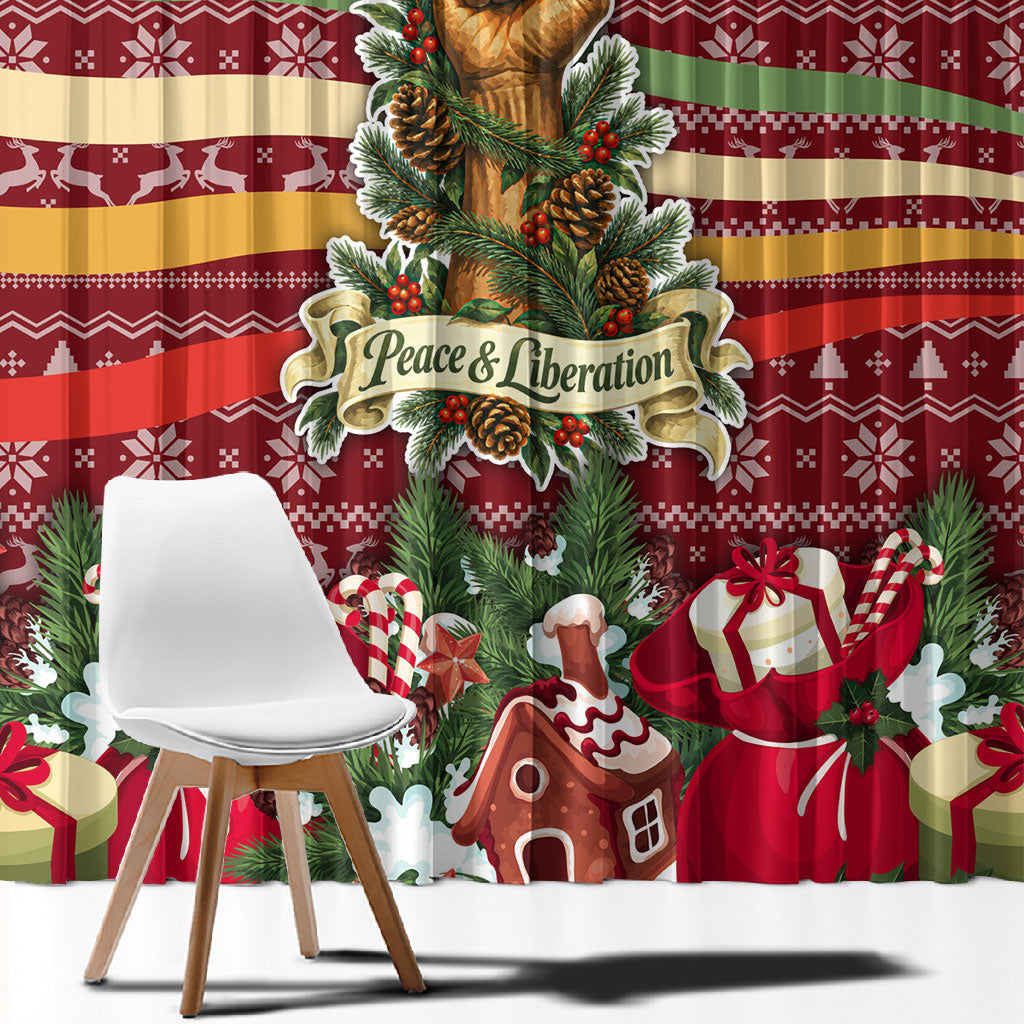 Malcolm X Peace And Liberation Christmas Window Curtain Pattern Pan African Colors Xmas Holiday