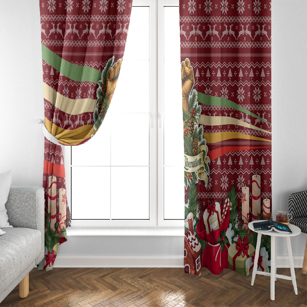 Malcolm X Peace And Liberation Christmas Window Curtain Pattern Pan African Colors Xmas Holiday