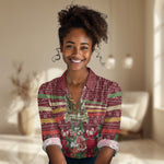 Malcolm X Peace And Liberation Christmas Women Casual Shirt Pattern Pan African Colors Xmas Holiday