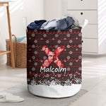 Malcolm X Christmas Laundry Basket Retro Knitted Pattern Holiday Wreath Civil Rights Leader