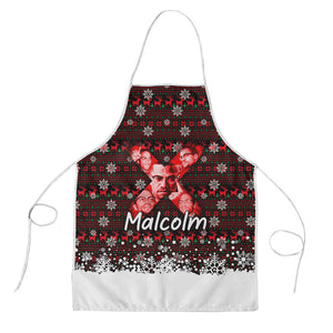 Malcolm X Christmas Apron Retro Knitted Pattern Holiday Wreath Civil Rights Leader