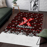 Malcolm X Christmas Area Rug Retro Knitted Pattern Holiday Wreath Civil Rights Leader