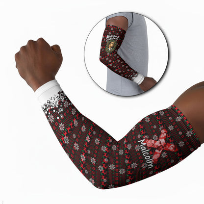 Malcolm X Christmas Arm Sleeves Retro Knitted Pattern Holiday Wreath Civil Rights Leader