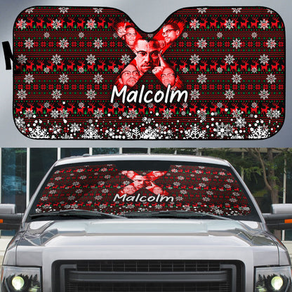 Malcolm X Christmas Auto Sun Shade Retro Knitted Pattern Holiday Wreath Civil Rights Leader