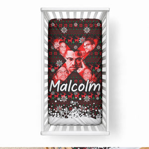 Malcolm X Christmas Baby Bed Cover Retro Knitted Pattern Holiday Wreath Civil Rights Leader