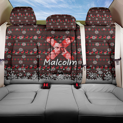 Malcolm X Christmas Back Car Seat Cover Retro Knitted Pattern Holiday Wreath Civil Rights Leader