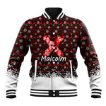 Malcolm X Christmas Baseball Jacket Retro Knitted Pattern Holiday Wreath Civil Rights Leader
