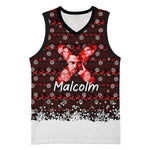 Malcolm X Christmas Basketball Jersey Retro Knitted Pattern Holiday Wreath Civil Rights Leader
