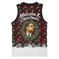 Malcolm X Christmas Basketball Jersey Retro Knitted Pattern Holiday Wreath Civil Rights Leader