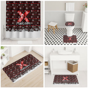 Malcolm X Christmas Bathroom Set Retro Knitted Pattern Holiday Wreath Civil Rights Leader