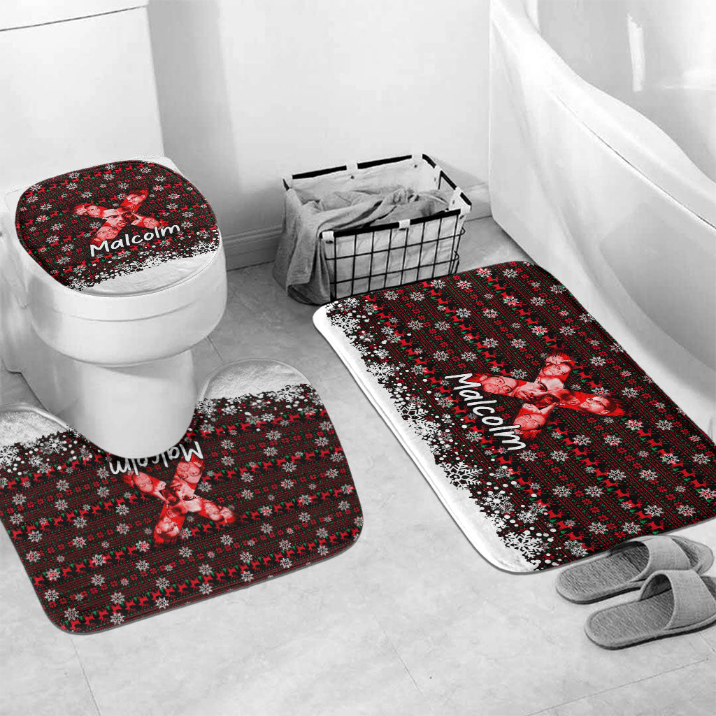 Malcolm X Christmas Bathroom Set Retro Knitted Pattern Holiday Wreath Civil Rights Leader