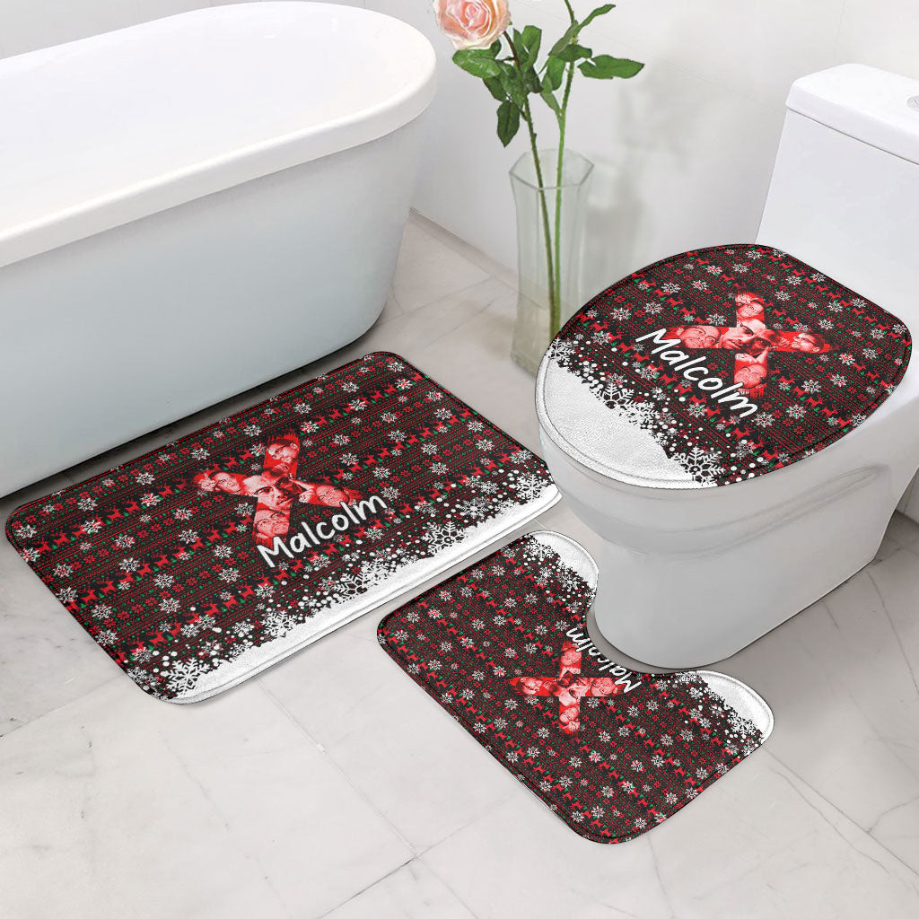 Malcolm X Christmas Bathroom Set Retro Knitted Pattern Holiday Wreath Civil Rights Leader