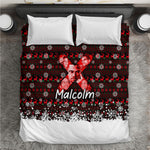 Malcolm X Christmas Bedding Set Retro Knitted Pattern Holiday Wreath Civil Rights Leader
