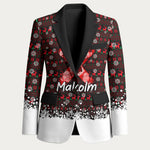 Malcolm X Christmas Blazer Retro Knitted Pattern Holiday Wreath Civil Rights Leader