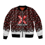 Malcolm X Christmas Bomber Jacket Retro Knitted Pattern Holiday Wreath Civil Rights Leader