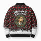 Malcolm X Christmas Bomber Puffer Jacket Retro Knitted Pattern Holiday Wreath Civil Rights Leader