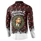 Malcolm X Christmas Button Sweatshirt Retro Knitted Pattern Holiday Wreath Civil Rights Leader