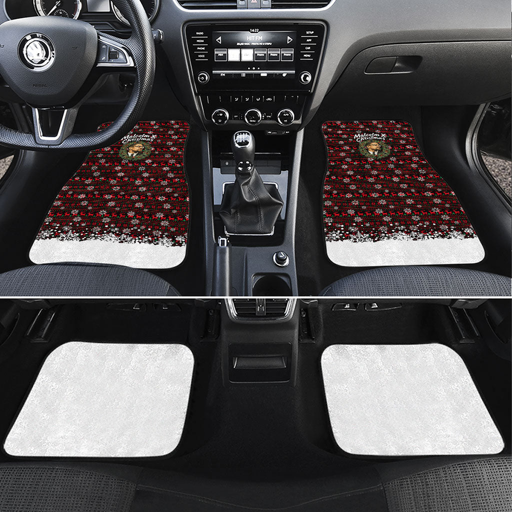 Malcolm X Christmas Car Mats Retro Knitted Pattern Holiday Wreath Civil Rights Leader