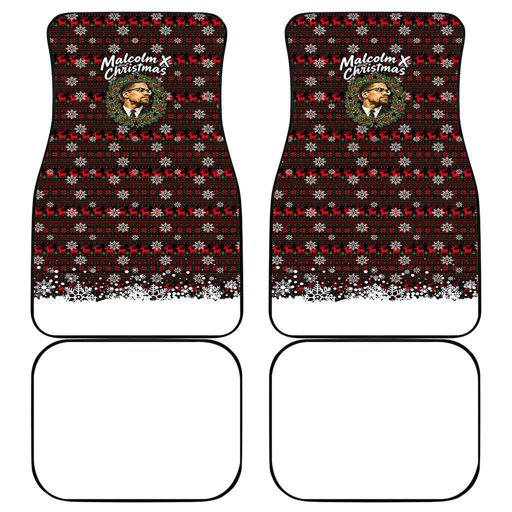 Malcolm X Christmas Car Mats Retro Knitted Pattern Holiday Wreath Civil Rights Leader