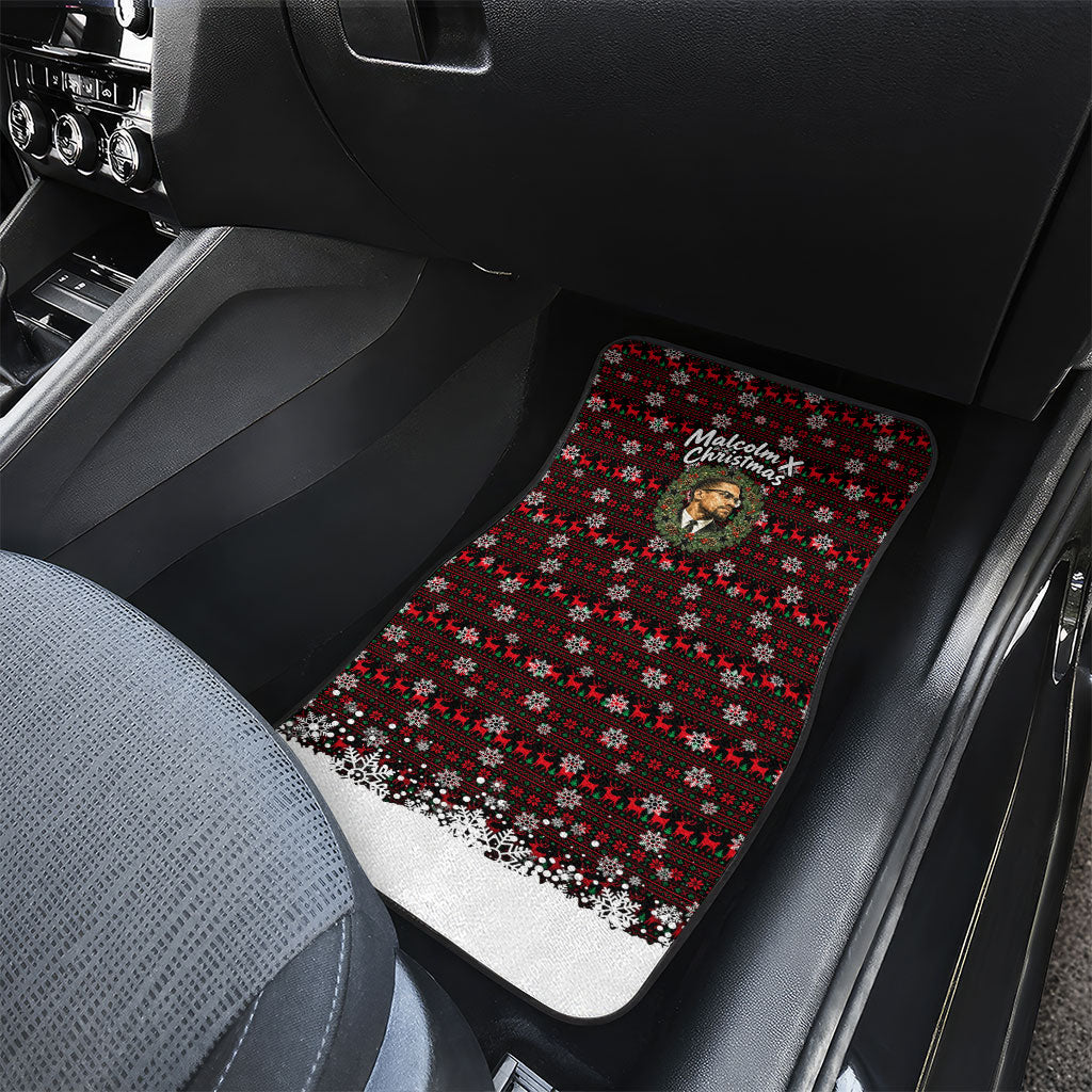 Malcolm X Christmas Car Mats Retro Knitted Pattern Holiday Wreath Civil Rights Leader
