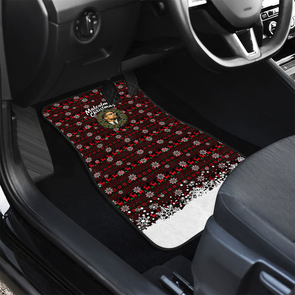 Malcolm X Christmas Car Mats Retro Knitted Pattern Holiday Wreath Civil Rights Leader
