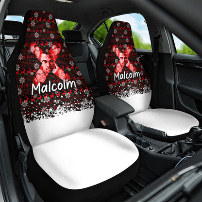 Malcolm X Christmas Car Seat Cover Retro Knitted Pattern Holiday Wreath Civil Rights Leader