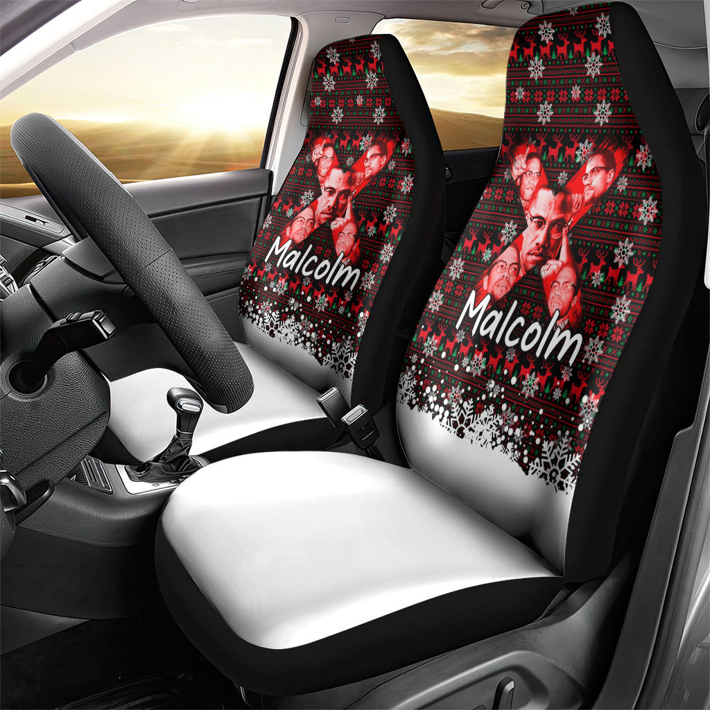 Malcolm X Christmas Car Seat Cover Retro Knitted Pattern Holiday Wreath Civil Rights Leader