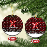 Malcolm X Christmas Ceramic Ornament Retro Knitted Pattern Holiday Wreath Civil Rights Leader