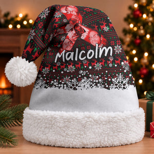 Malcolm X Christmas Santa Hat Retro Knitted Pattern Holiday Wreath Civil Rights Leader
