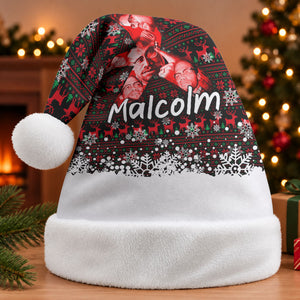 Malcolm X Christmas Santa Hat Retro Knitted Pattern Holiday Wreath Civil Rights Leader