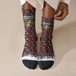 Malcolm X Christmas Crew Socks Retro Knitted Pattern Holiday Wreath Civil Rights Leader