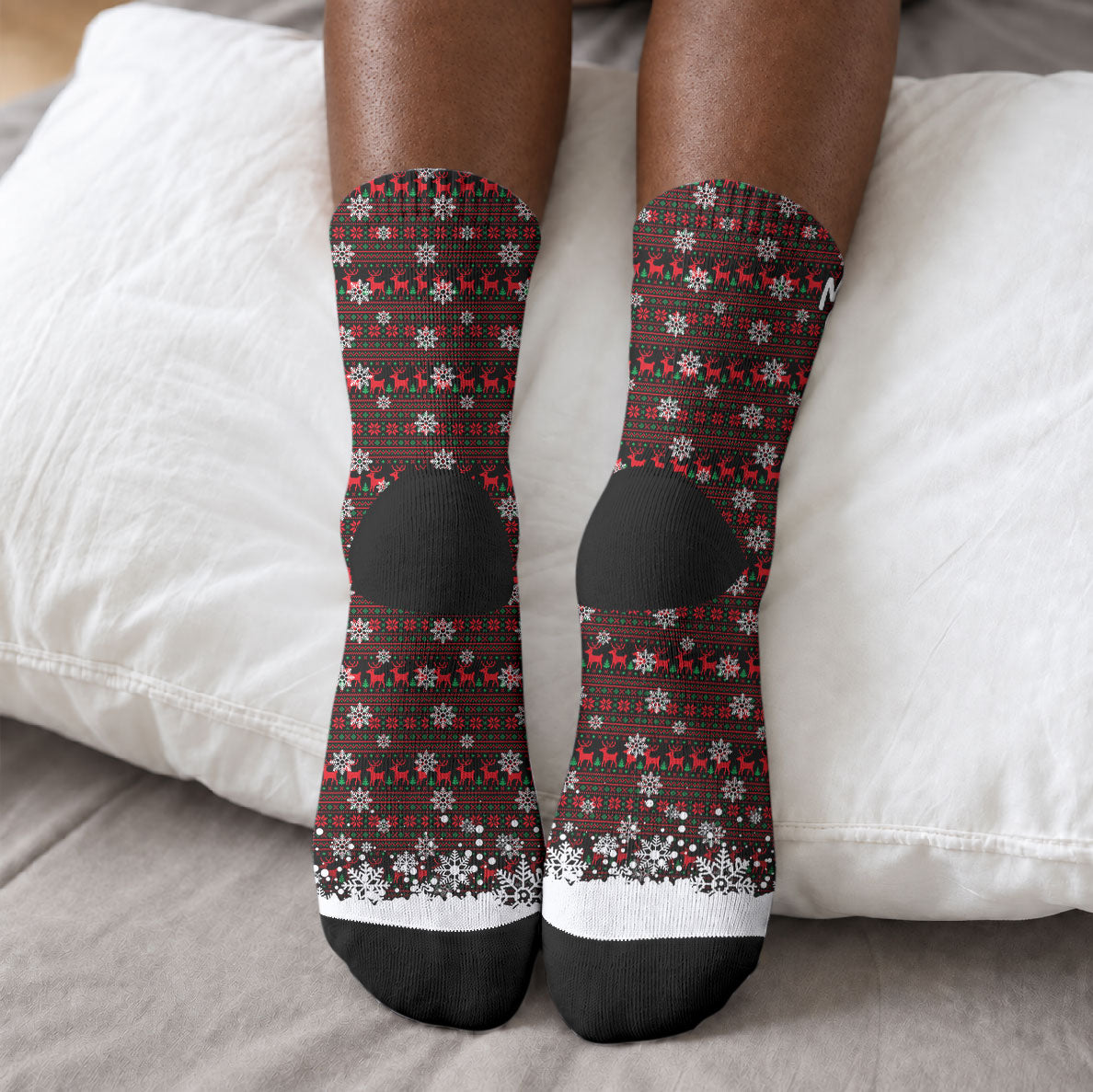 Malcolm X Christmas Crew Socks Retro Knitted Pattern Holiday Wreath Civil Rights Leader