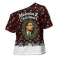 Malcolm X Christmas Cross Shoulder Shirt Retro Knitted Pattern Holiday Wreath Civil Rights Leader