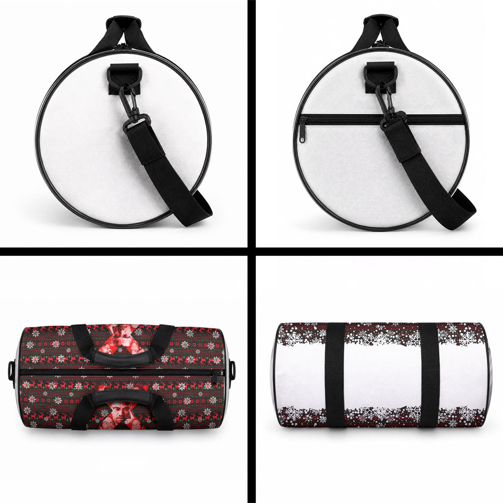 Malcolm X Christmas Duffle Bag Retro Knitted Pattern Holiday Wreath Civil Rights Leader