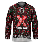 Malcolm X Christmas Hockey Jersey Retro Knitted Pattern Holiday Wreath Civil Rights Leader
