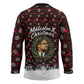 Malcolm X Christmas Hockey Jersey Retro Knitted Pattern Holiday Wreath Civil Rights Leader