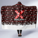 Malcolm X Christmas Hooded Blanket Retro Knitted Pattern Holiday Wreath Civil Rights Leader