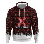 Malcolm X Christmas Hoodie Retro Knitted Pattern Holiday Wreath Civil Rights Leader