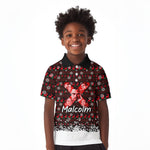 Malcolm X Christmas Kid Polo Shirt Retro Knitted Pattern Holiday Wreath Civil Rights Leader