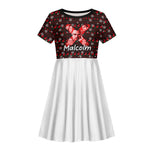 Malcolm X Christmas Kid Short Sleeve Dress Retro Knitted Pattern Holiday Wreath Civil Rights Leader