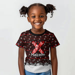 Malcolm X Christmas Kid T shirt Retro Knitted Pattern Holiday Wreath Civil Rights Leader