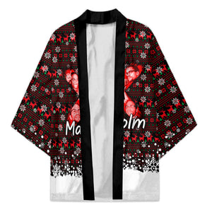 Malcolm X Christmas Kimono Retro Knitted Pattern Holiday Wreath Civil Rights Leader