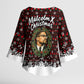Malcolm X Christmas Kimono Sleeve Blouse Retro Knitted Pattern Holiday Wreath Civil Rights Leader