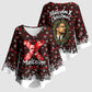 Malcolm X Christmas Kimono Sleeve Blouse Retro Knitted Pattern Holiday Wreath Civil Rights Leader