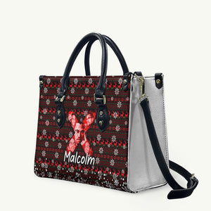 Malcolm X Christmas Leather Bag Retro Knitted Pattern Holiday Wreath Civil Rights Leader