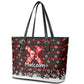 Malcolm X Christmas Leather Tote Bag Retro Knitted Pattern Holiday Wreath Civil Rights Leader